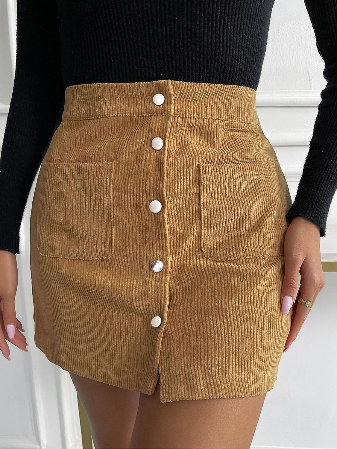 Women's Vacation Skirt Fashion Casual Mini High Waist Skirts Plain Pocket Inelastic Daily Street Black Yellow Pink Wine Spring 2026 - $18.99 –P11