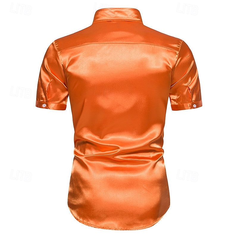 Retro / vintage Disko 1980 luku Pusero Lyhyet hihat Disko Kiiltävä metallinen Yhtenäinen väri Naamiaispuku Miesten Karnevaali Juhla Baari Yökerho Aikuiset Pusero Kevät kesä 2026 - $27.99 –P5