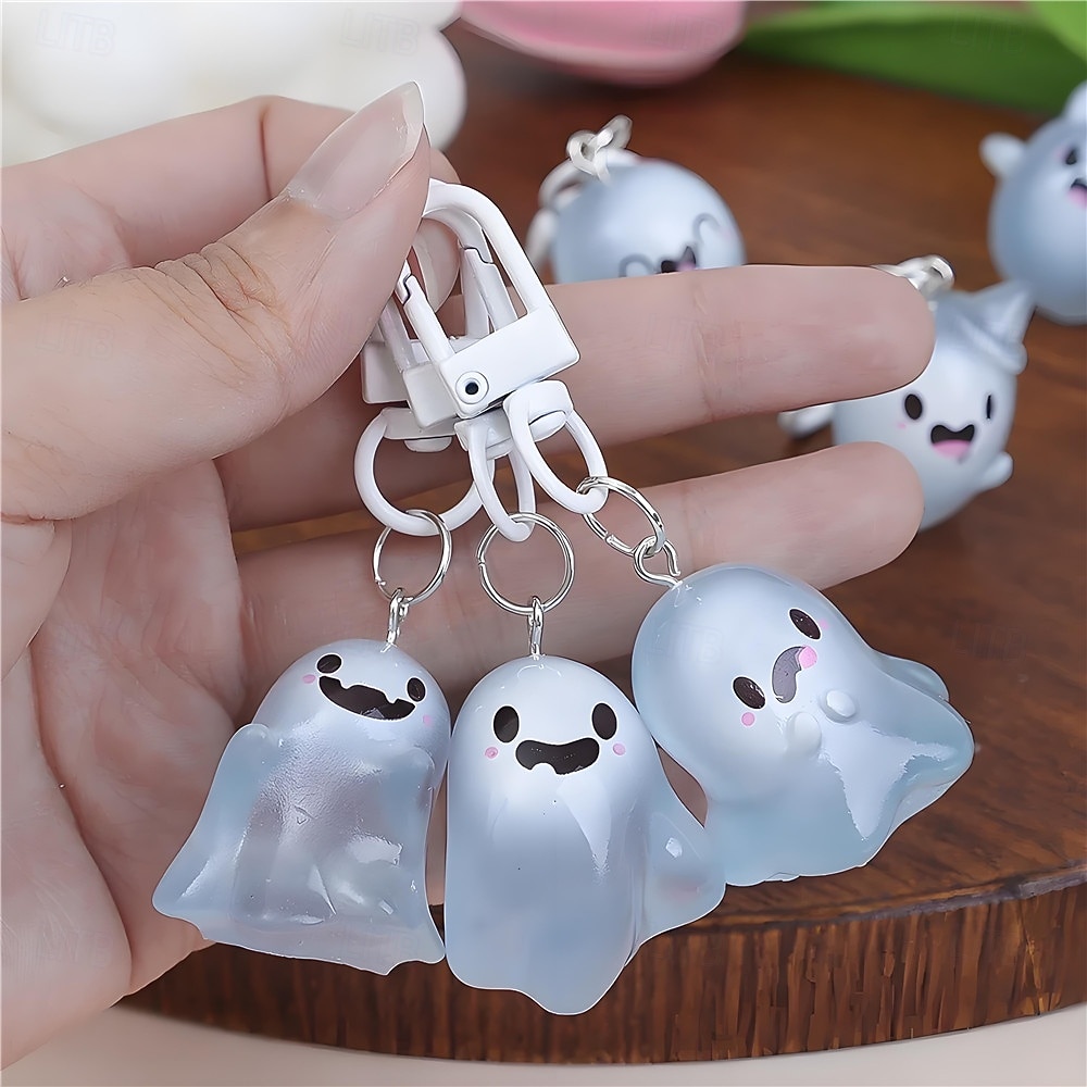 6 Pcs Glow in The Dark Ghost Keychains,  Cute Kawaii Mini Cartoon Resin Ghost Key Chain Charms for Backpacks, Bags, Halloween Party Favors, Gifts for Kids Adults 2026 - $13.49 –P6