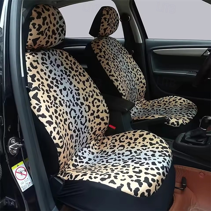 Leopardmönstrade bilsätesöverdrag komplett set, universal passform gepard bilsätesskydd för kvinnor och flickor, fram- och baksätesöverdrag med nackstödsskydd, söt bildekor (flerfärgad) 2026 - $58.99 –P3