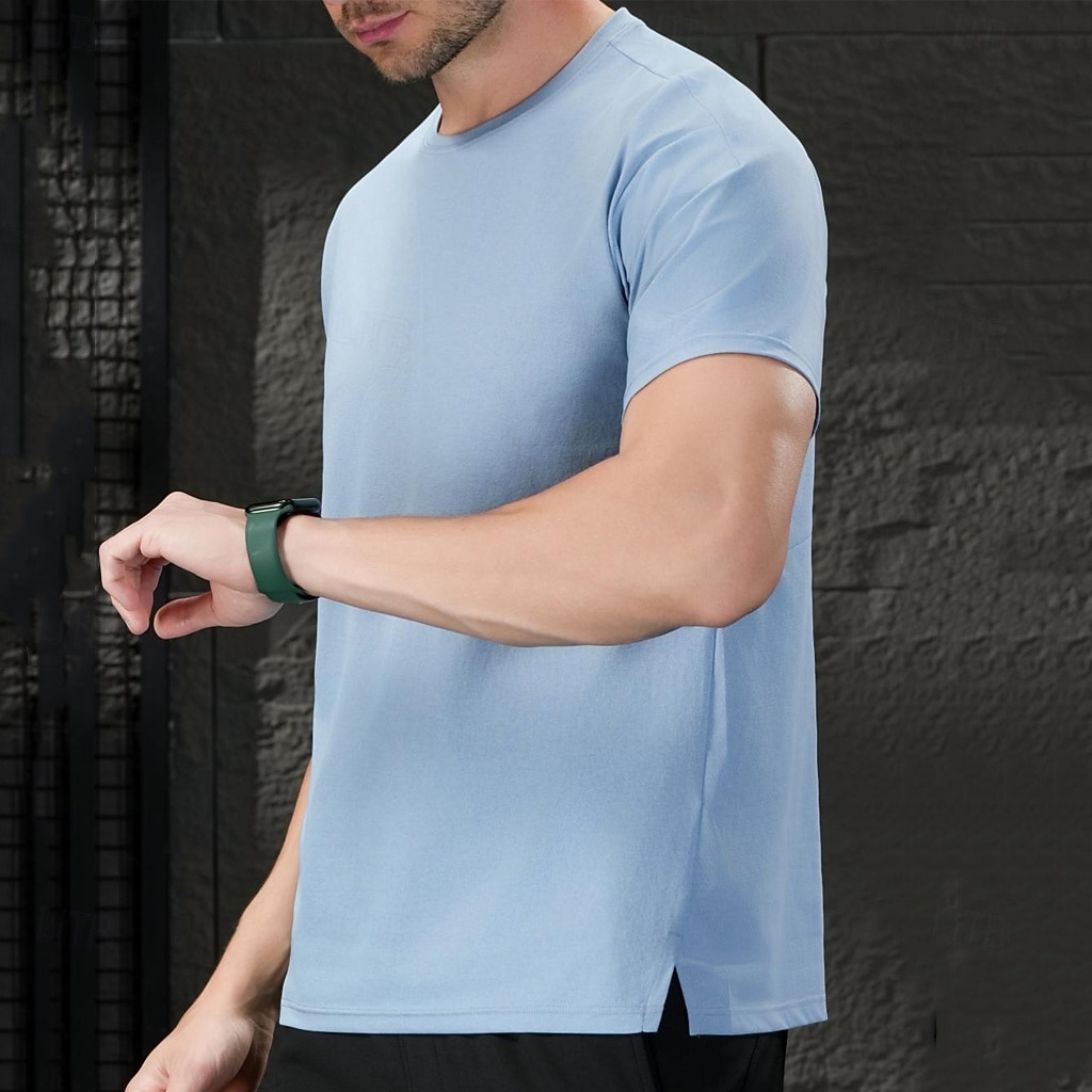 Men's T Shirt Short Sleeve Shirt Tee Top Short Sleeve Crew Neck Summer Spring Solid Color Streetwear Stylish Leisure Quick Dry Slim Daily Vacation Sport Black Blue Grey Top Tee for Men 2026 - $22.99 –P14