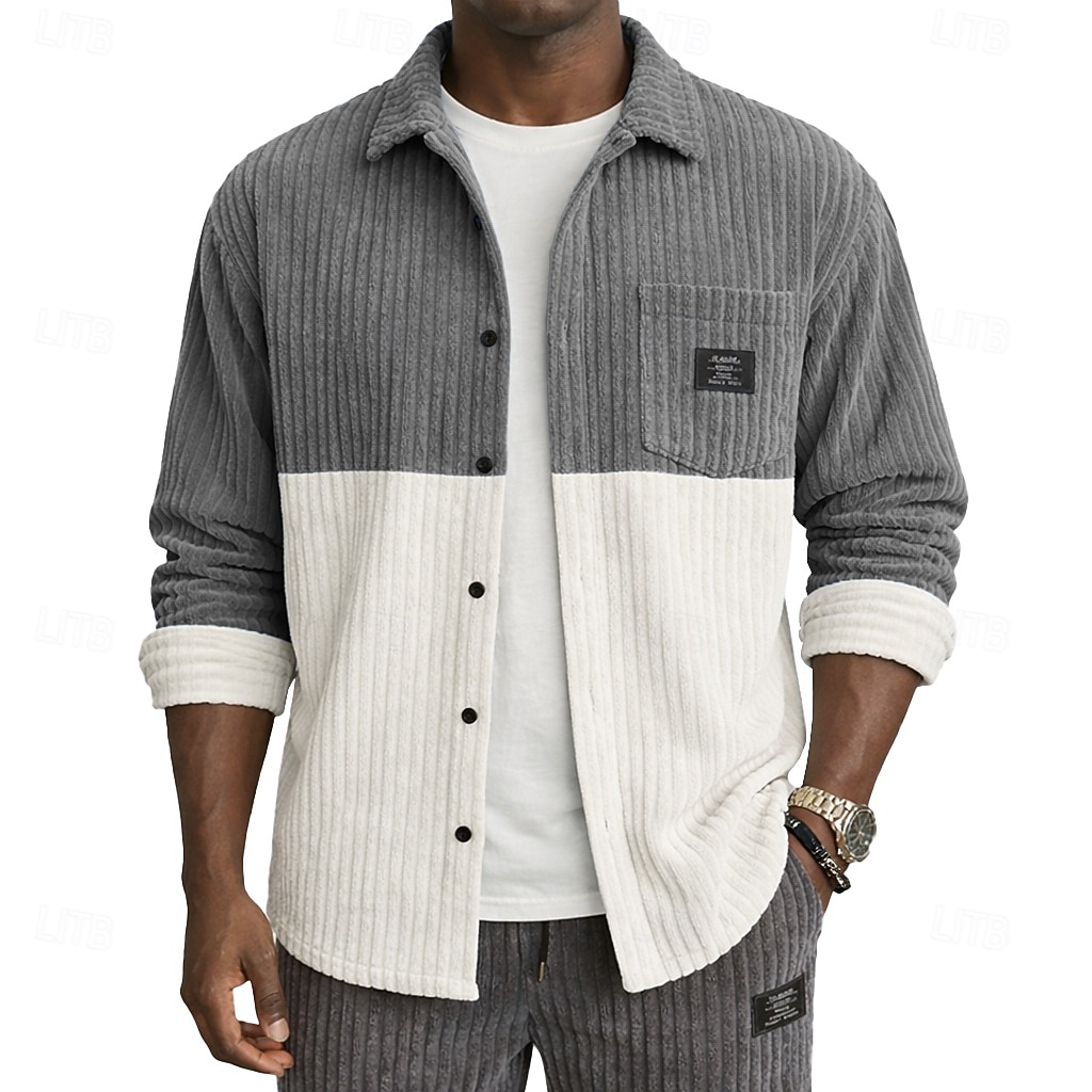 Homens Camisa Social Camisa casual Camiseta de Veludo camisa de botão Preto Vinho Azul Marinha Caqui Cinzento Manga Longa Tecido Colarinho de Camisa Casual Diário Bolso frontal Roupa Elegante Moda de 2026 por $29.99 –P5