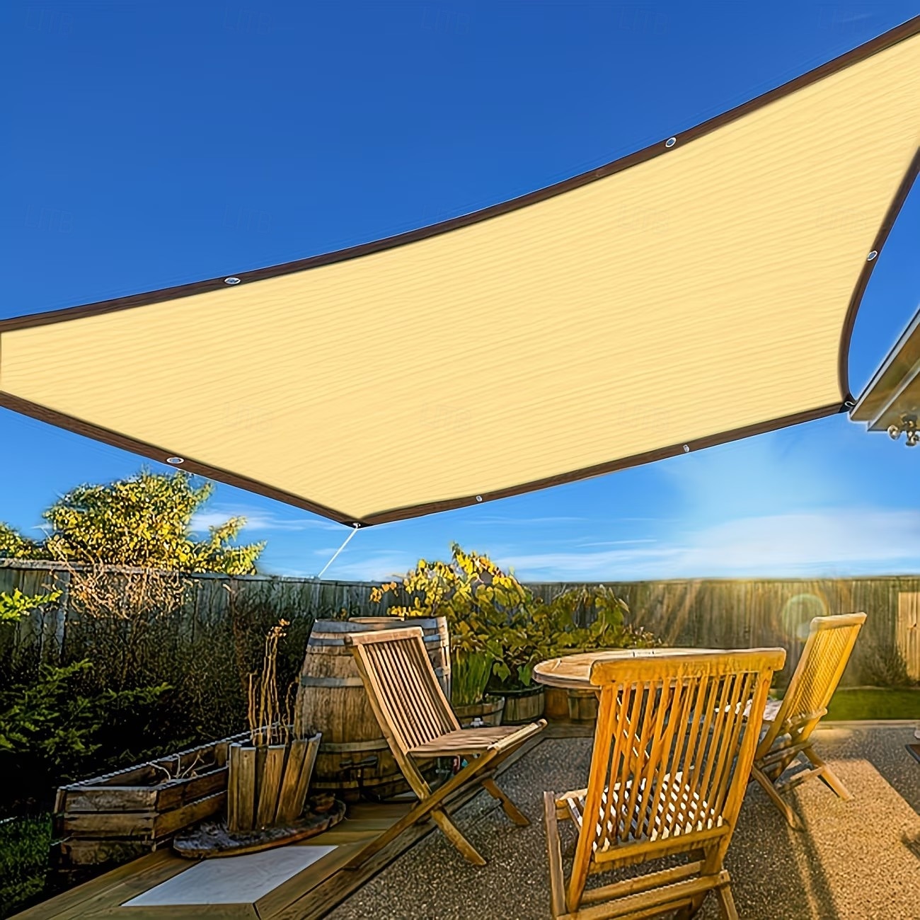 högdensitets andningsbart solskyddsnät - beige, finns i flera storlekar, lämplig för uteplatser, picknickar, carportar och trädgårdsskuggning / färgat andningsbart solskyddsnät för balkonger 2026 - $17.99 –P9