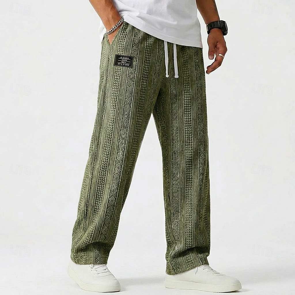 Homens Calças Calça casual Calças largas Calças texturizadas Jacquard Com Cordão Perna reta Tecido Conforto Comprimento total Casual Diário Ao ar livre Férias Moda Azul Preto Micro-Elástica de 2026 por $27.99 –P10