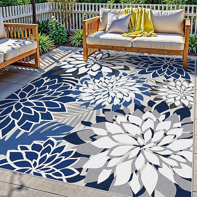 Tappeto da esterno 5x8 piedi, impermeabile, multicolore, per interni, lavabile, per patio esterno, con motivo floreale tropicale, antiscivolo, ideale per soggiorno, piscina, giardino, terrazzo e del 2026 a $13.49 –P4