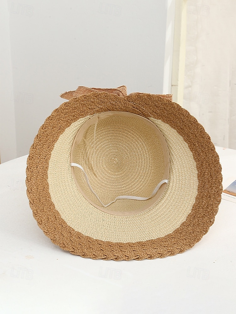 Sombrero de paja bohemio para mujer, ala ancha, varios colores, decoración con lazo, sombrero de playa ligero para verano, vacaciones, ropa informal para exteriores 2026 - $14.99 –P12