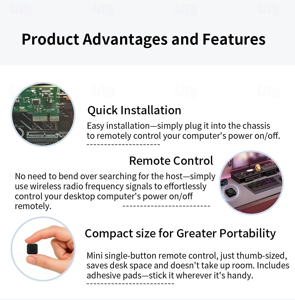 Wireless PC Remote Power Switch Card, PCIe Desktop Computer Remote Start Shutdown Control Card, Wireless Boot Power On/Off Switch for PC Case, Includes RF Remote Control Button 2026 - $22.99 –P4