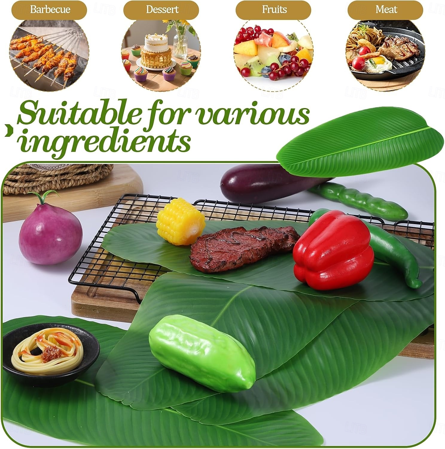 10 Pcs Banana Leaves for Cooking 22 in Tropical Artificial Faux Tropical Leaves Spring Summer Hawaiian Luau Banana Leaf Plates Pisang Foliage for Party Table Decoration 2026 - $10.49 –P7