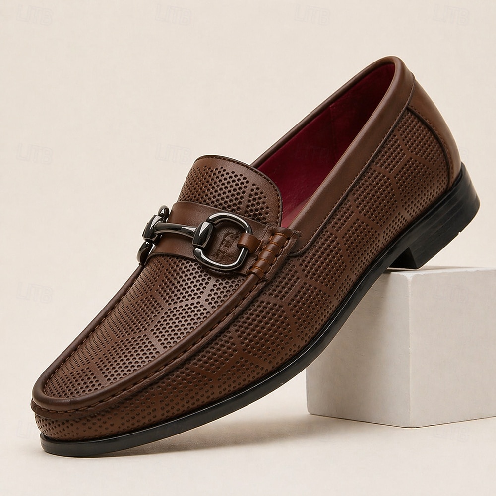 Mocassins masculinos de couro amarelo com fivela de metal, couro bovino de alta qualidade, sapatos sociais elegantes e casuais para homens, ideais para o escritório, eventos sociais e momentos de lazer. de 2026 por $94.99 –P2