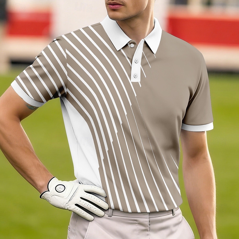 Men's Geometic Golf Sports Polo Shirts Short Sleeve Polo Shirts Collared Shirts Casual Athleisure Buttons Breathable Mesh Spring & Summer Blue Navy Blue Purple 2026 - $22.99 –P4