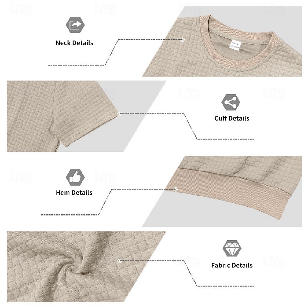 Herre Vaffel T-skjorte T skjorte Kortermet skjorte T-skjorte Kortermet Crew-hals Sommer Vår Helfarge Gatemote Stilfull Sportslig Jacquard Daglig utendørs Feriereise Hvit Svart Mørkegrå Topp T-skjorte 2026 - $20.99 –P5