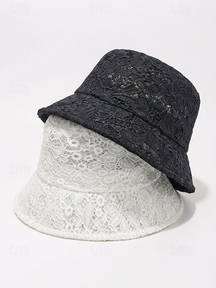 Dámský bohémský krajkový klobouk, prodyšný polyesterový skládací sluneční klobouk v černé a bílé barvě pro dovolenou na pláži, každodenní nošení na volný čas, cestování a letní styling. 2026 - $11.99 –P4