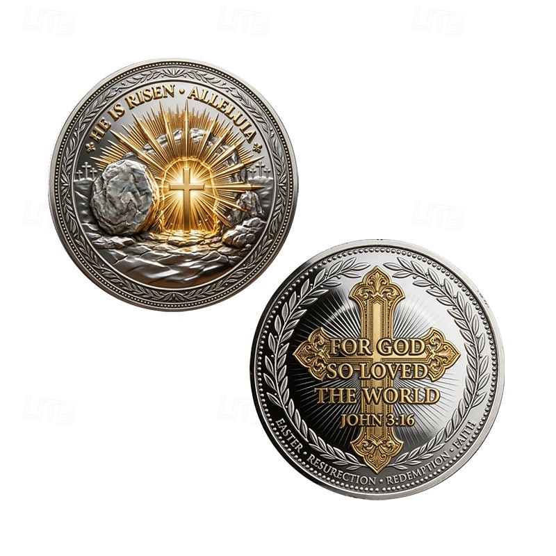 He Is Risen Commemorative Coin, John 3:16 Inspirational Christian Collectible, Easter Resurrection Religious Gift, Faith and Redemption Keepsake 2026 - $19.99 –P1