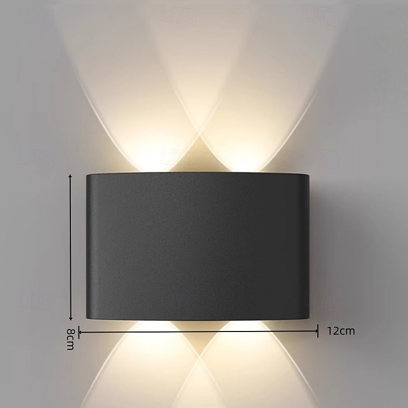 upp- och nerljus utomhus, utomhusvägglampor ip54 vattentät, 3000k modern vägglampa, LED-vägglampa badrum vägglampa aluminium för trädgård, sovrum, hall, trappor (svart) 2026 - $54.99 –P2