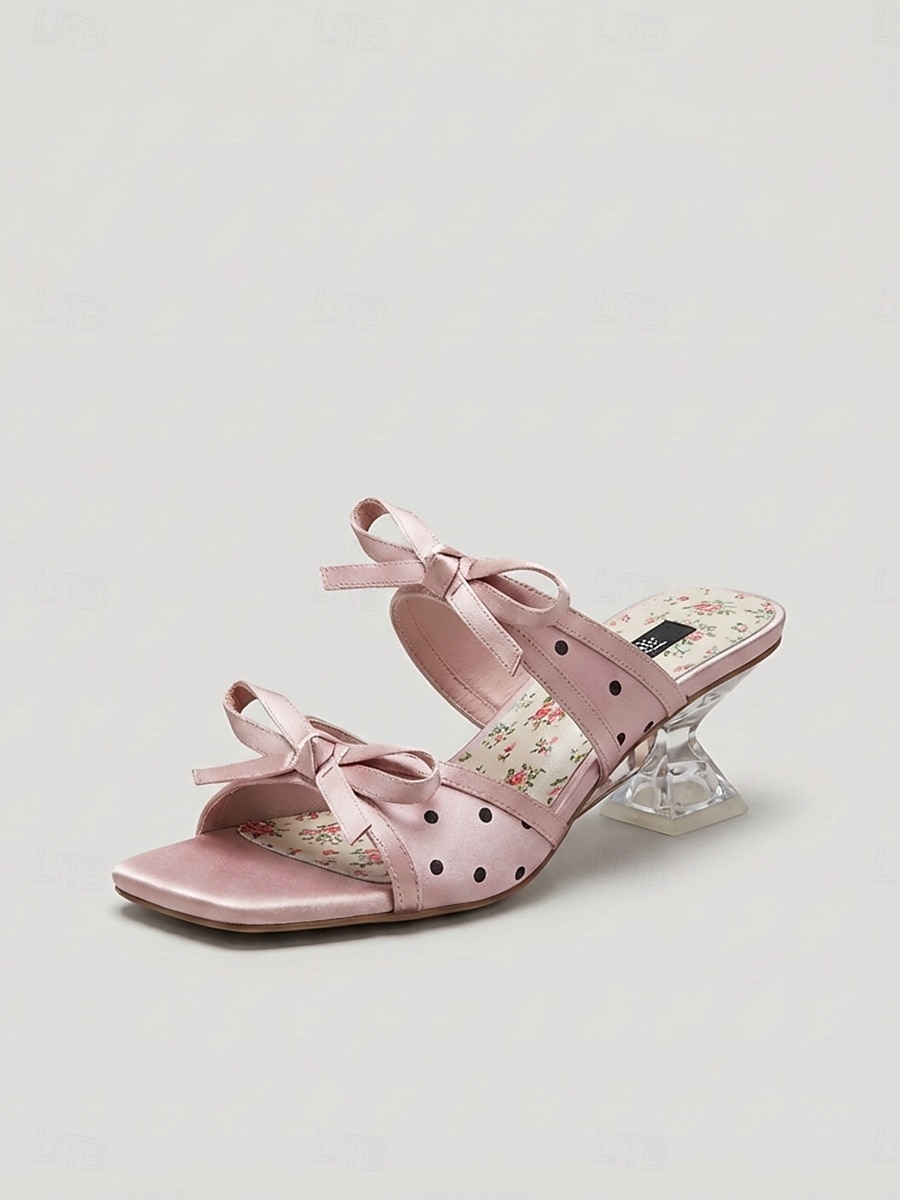 Women's Black Polka Dot Sandals - Trendy Transparent Slide Sandals with Unique Sculptural Heels for Summer Vacations, Daily Street Style & Resort Wear 2026 - $54.99 –P4