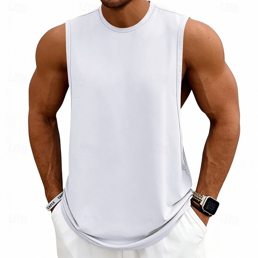 Hombre Camiseta sin mangas Chaleco Camisetas Interiores Camisa sin mangas Sin Mangas Escote Redondo Verano Primavera Plano Moda Deportivo Clásico Puro Casual Gimnasia Calle Negro Blanco Rosa Camiseta 2026 - $13.49 –P8