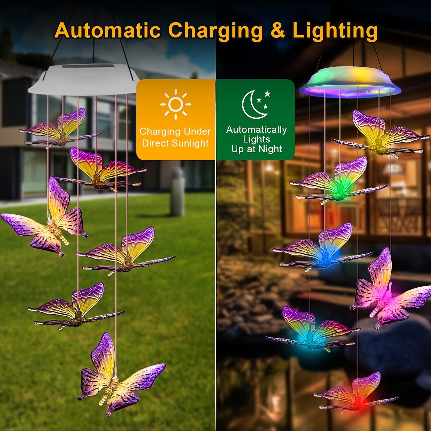 Hummingbird & Butterfly Outdoor Solar Waterproof Wind Chime Lights, 2 Pcs Set for Garden, Patio, Balcony, Yard, Villa, Summer Decorations, Birthday & Holiday Gift 2026 - $30.99 –P3