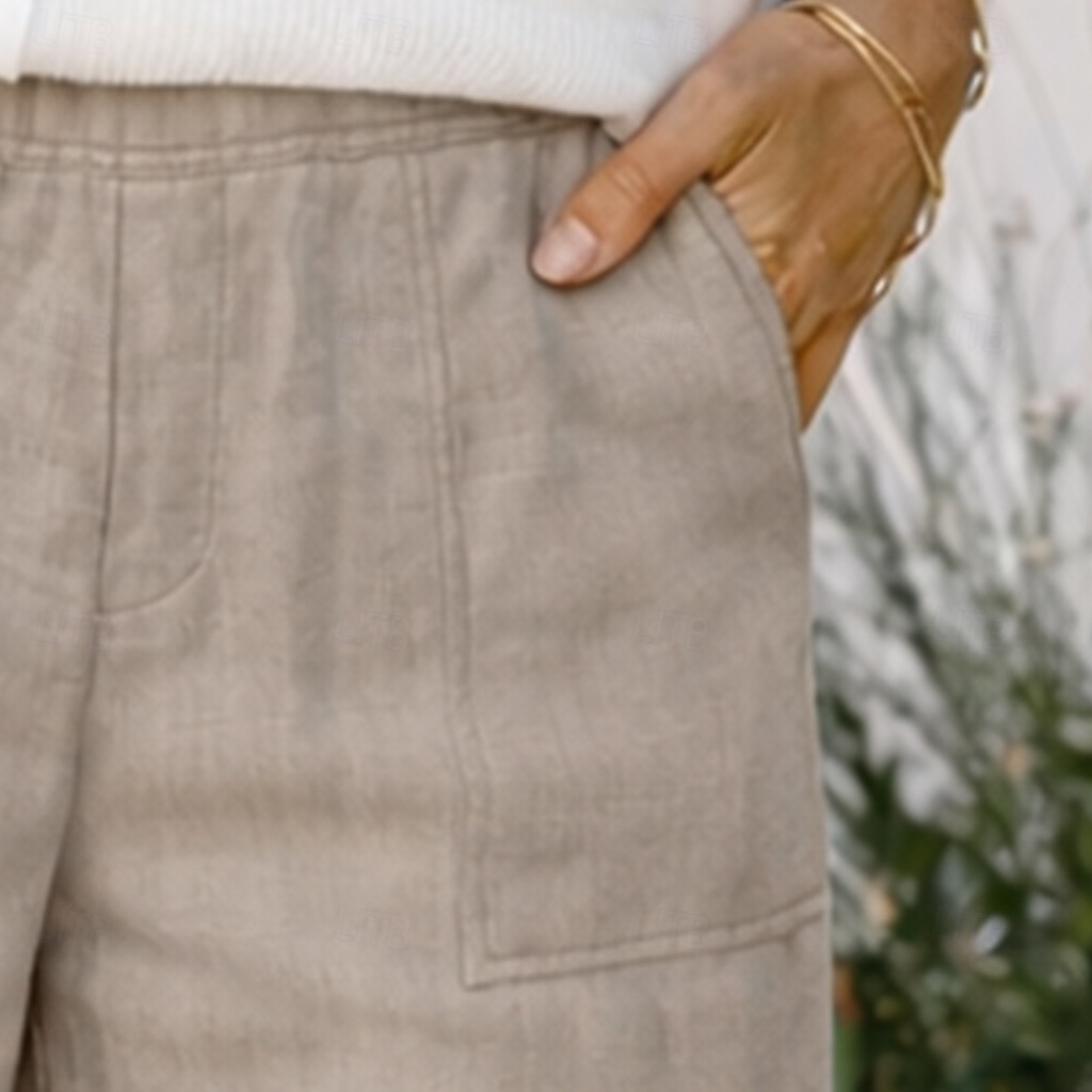 Women's Cotton Linen Shorts Bermuda Shorts Shorts Baggy Shorts Vacation Vintage Fashion Knee Length Low Waist Solid Color Plain Pocket Elastic Waistband Comfort Soft Breathable Inelastic Streetwear 2026 - $22.99 –P3