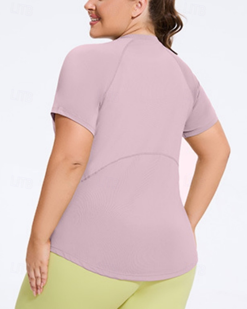 Women's Yoga Tops Workout Tops Crew Neck Skin Friendly Lightweight Comfortable Plus Size Short Sleeve Sports Solid Color Top For Gym Workout Running Fitness Loose Fit Activewear 2026 - $22.99 –P6