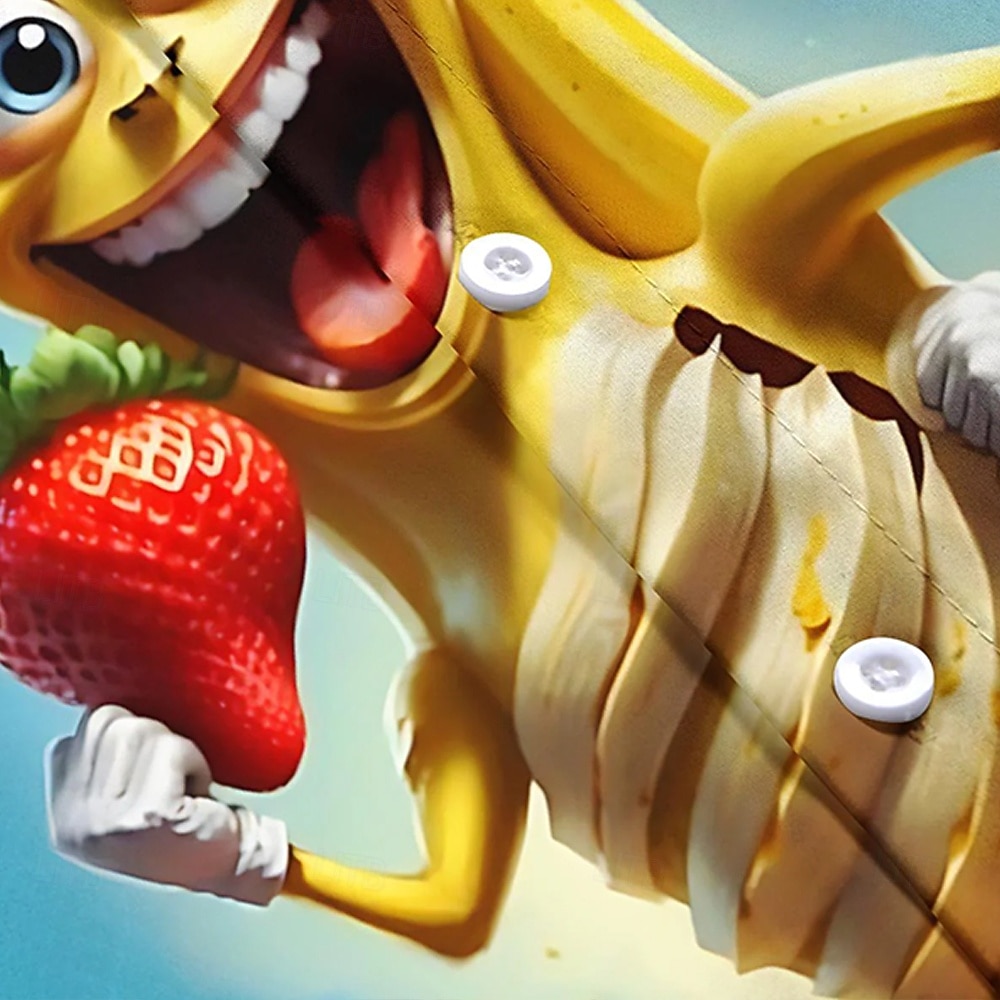 Voor heren Tekenfilm Grappig Banaan Hawaiiaans overhemd Tropische shirts Aloha-shirt Korte mouw Hawaii Vakantie Zomer Lente Strijkijzer 3D-afdrukken Voorste zak Overhemden met knoopjes blauw 2026 - $25.99 –P6