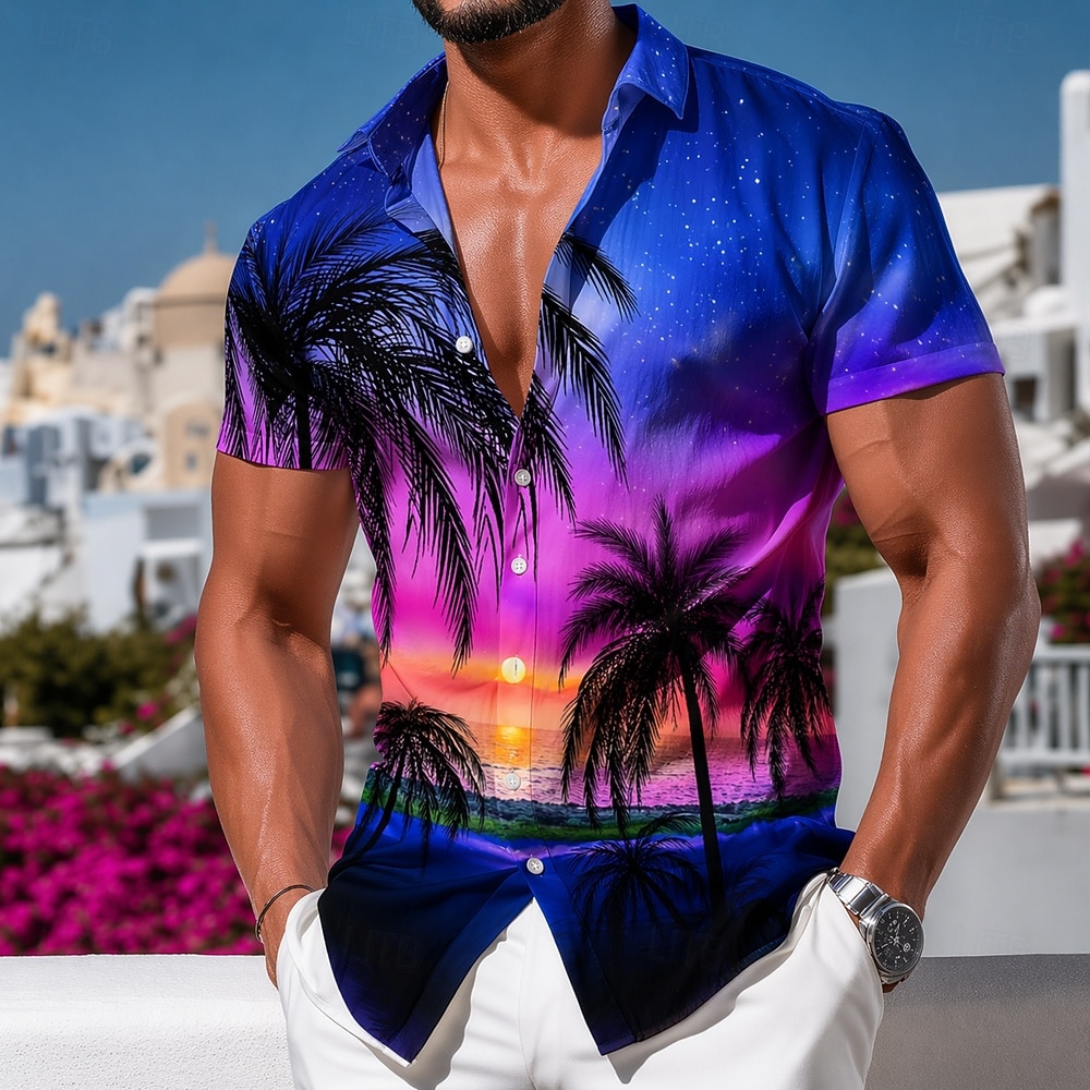 Bărbați Natural & Peisaj Palmier de nuca de cocos Plante tropicale Cămașă Cămașă hawaiană Cămăși tropicale Manșon scurt Hawaiană Stațiune Vacanta la plaja Vară Primăvară Răsfrânt Imprimare 3D Cămăși 2026 - $25.99 –P1