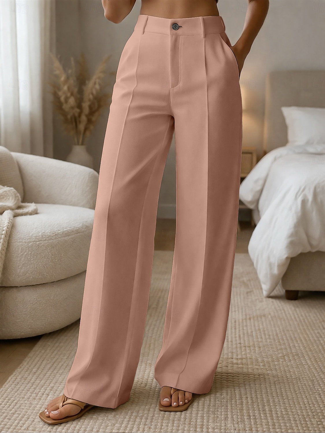 Γυναικεία Πλατύ Πόδι Παντελόνια Παντελόνι επίσημο Casual παντελόνι Μοντέρνα Κομψό στυλ street Βασικό Πλήρες μήκος Ψηλή Μέση Σκέτο Τσέπη Ελαστική μέση Άνετο Ανελαστικό Καθημερινά Γραφείο Διακοπές 2026 - $10.99 –P11