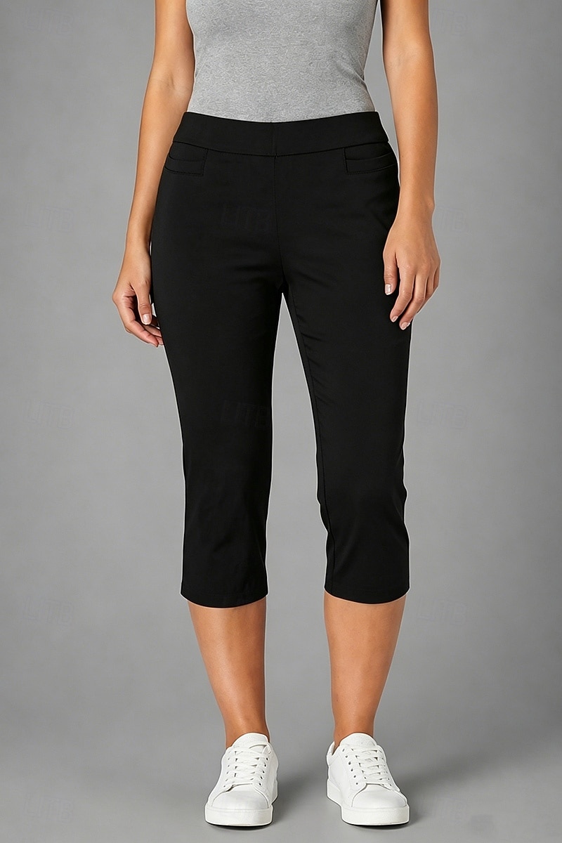 Dame Capri-bukser Leggings Elegant Ferie Grunnleggende Kalv lengde Høy Midje Helfarge Komfort Elastisk Daglig Svart Hvit Kakifarget Sommer Vår Bodycon topp 2026 - $27.99 –P5