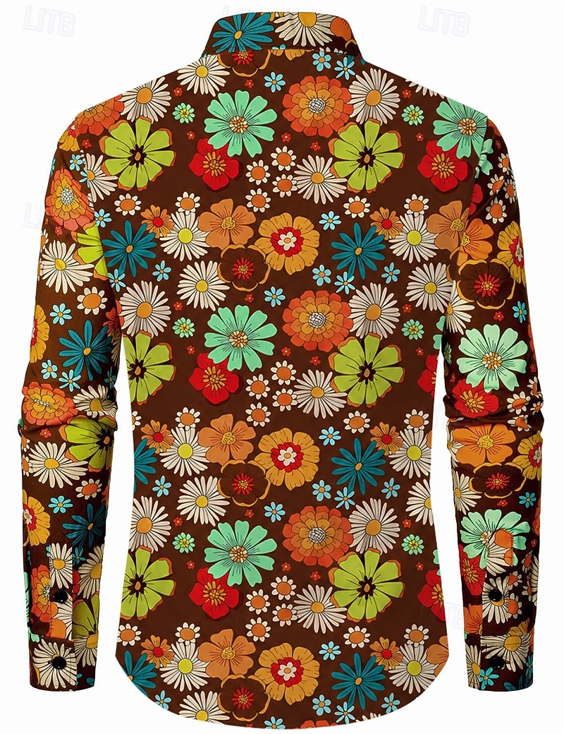 Retro / vintage Boheemi 1970 luku Pusero Hippi Kukka Naamiaispuku Miesten Halloween Karnevaali musiikkifestivaali Retro-teemaiset juhlat Aikuisten Pusero 2026 - $27.99 –P6