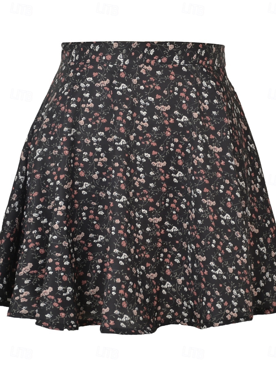 Damskie Spódnica wakacyjna Moda Codzienny Mini Wysoka talia Spódnice Kwiatowy Nadruk Średnio elastyczny Codzienny Ulica Niebieski Czarny Żółty Czerwony Lato 2026 - $17.99 –P2