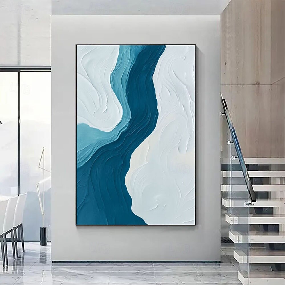 wall art painting hand painted 3D Textured Painting Blue Abstract Canvas Wall Art Green Abstract Living Room Decoration Minimalist Sofa Background Wall Nordic Bedroom Painting 2026 - $100.99 –P4
