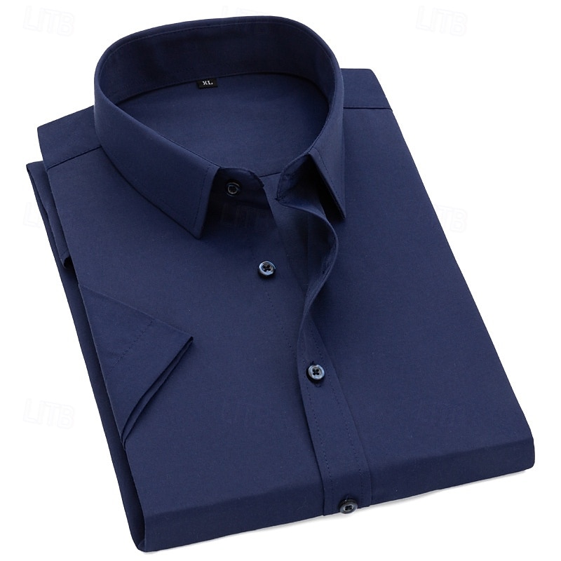 Men's Shirt Dress Shirt Button Up Shirt Plain Daily Business Light Blue Black White Pink Short Sleeve Turndown Spring All Seasons Clothing Apparel 2026 - $21.99 –P6