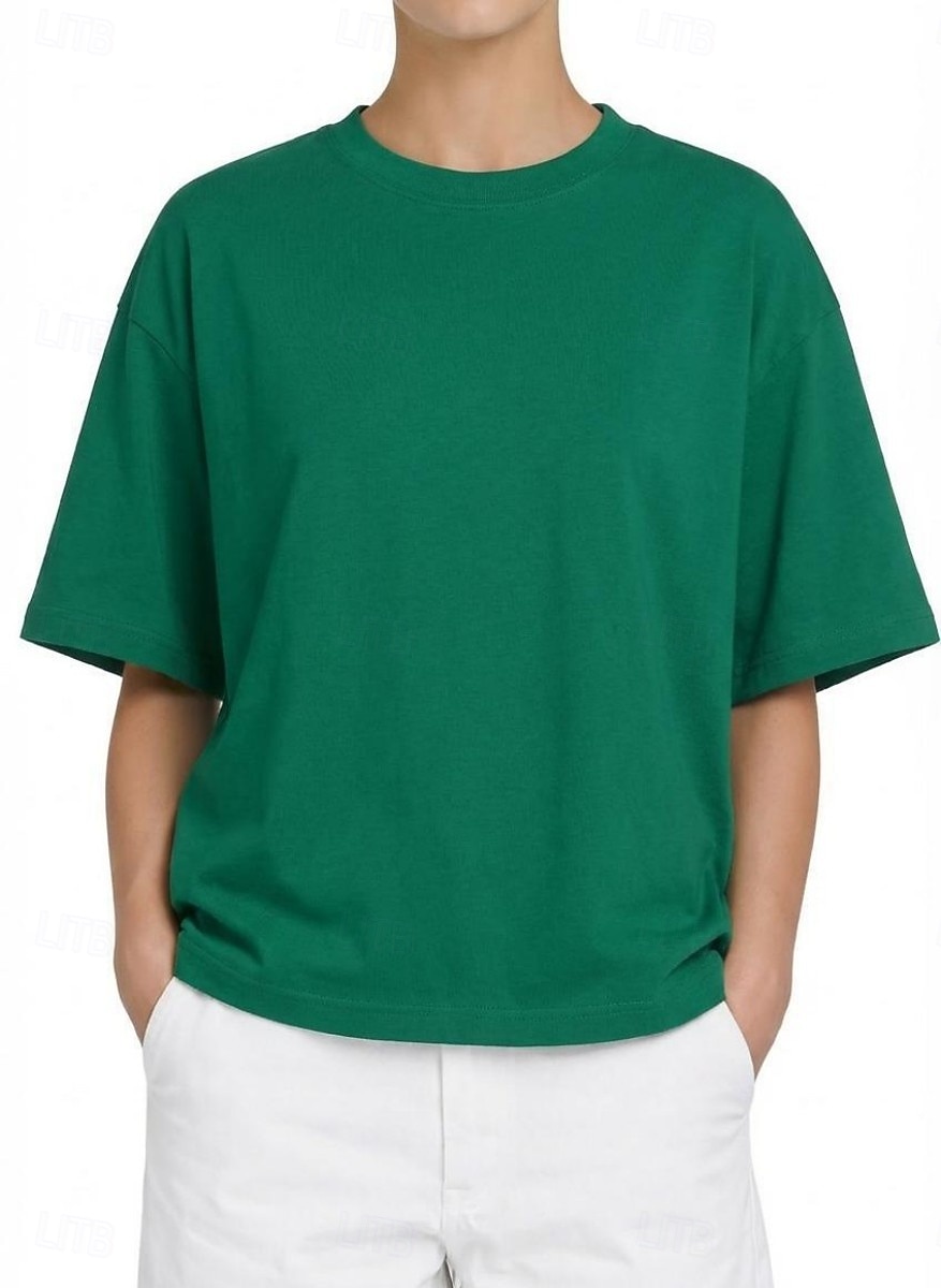 Per donna Taglia grande Maglietta Tinta unica Elegante Casual Manica Corta Girocollo Top Regolari Quotidiano Sportivo Uscire Nero Bianco Giallo Blu marino Arancione Estate Primavera del 2026 a $24.99 –P9