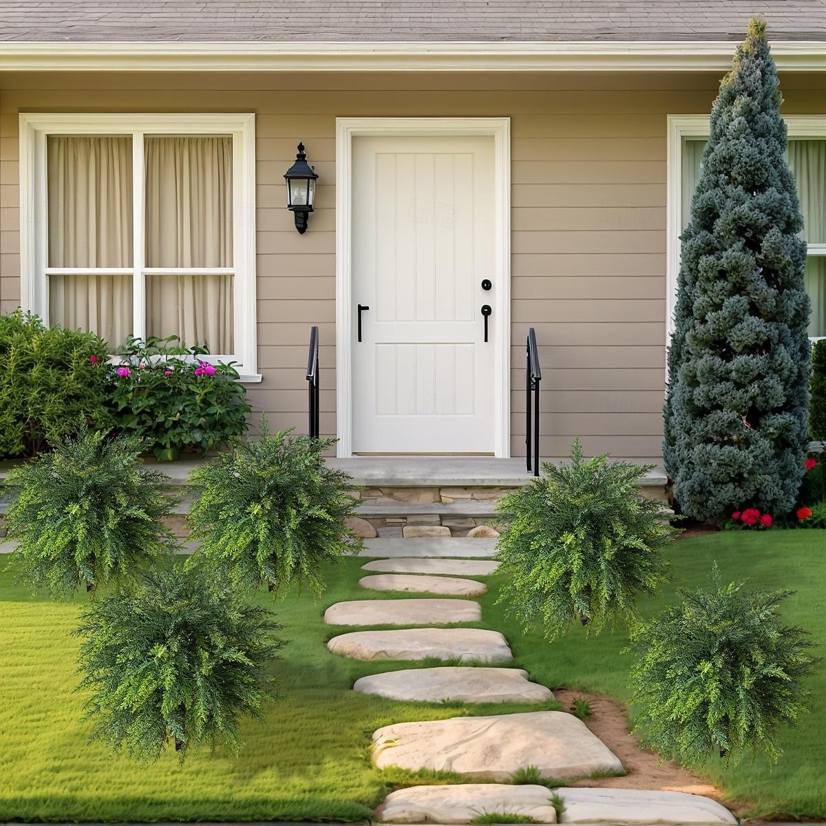 2026年 人工杉の木、高さ20.9インチの人工緑葉、地面に差し込むスパイク付き、リアルな屋内/屋外のホームデコレーション、プランターや庭の装飾、使いやすい床飾り  コレクション – $27.99 –P8