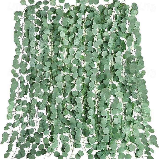 12-teiliger Eukalyptusblattkranz, künstlicher Eukalyptusblatt-Tischläufer, grüner Weinrebenkranz für Hochzeitsfeiern, Esstisch, Kamin, Schlafzimmerwanddekoration, Frühlings- und Sommerdekoration 2026 - $23.99 –P1