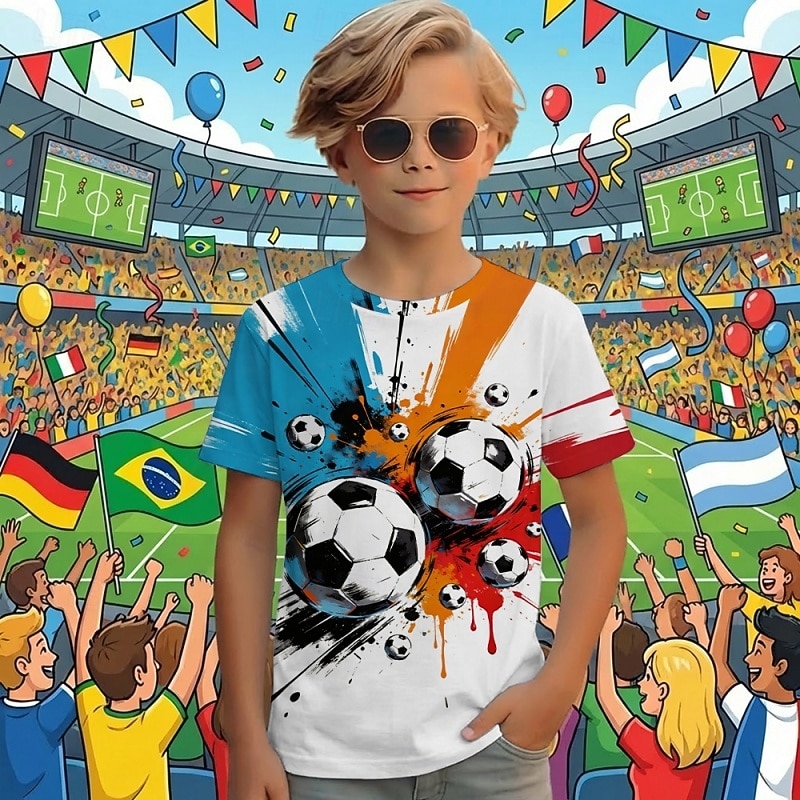 Boys' 3D Graphic Football T shirt Tee Short Sleeve 3D Print Summer Spring Sports Fashion Streetwear Kids 4-12 Years Crew Neck Casual Daily Outdoor Regular Fit 2026 - $14.49 –P1
