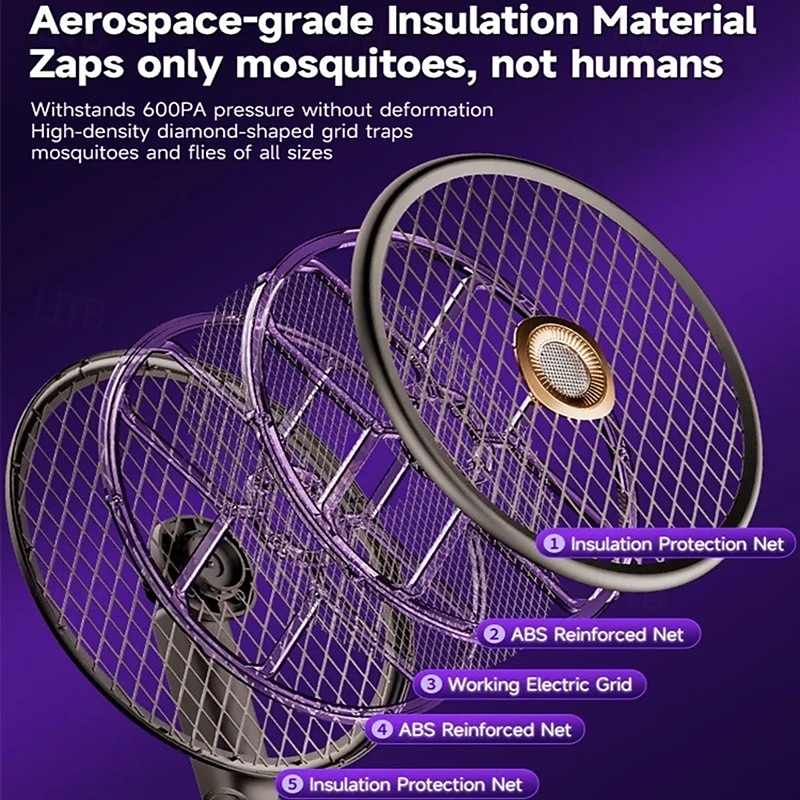 2-in-1 Electric Fly Swatter & Bug Zapper Racket, Automatic Mosquito Killer with Laser Hunting & UV Light, Extendable Handle, 90° Foldable Head for Wall-Attaching, USB Rechargeable for Home Indoor 2026 - $76.99 –P6