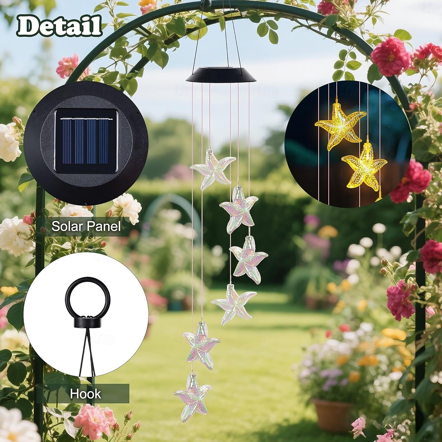 2 Pcs Outdoor Solar Waterproof Starfish Wind Chime Lights, Garden Patio Porch Balcony Decorative Ambient LED Landscape Lighting, Holiday & Birthday Gift 2026 - $26.99 –P4