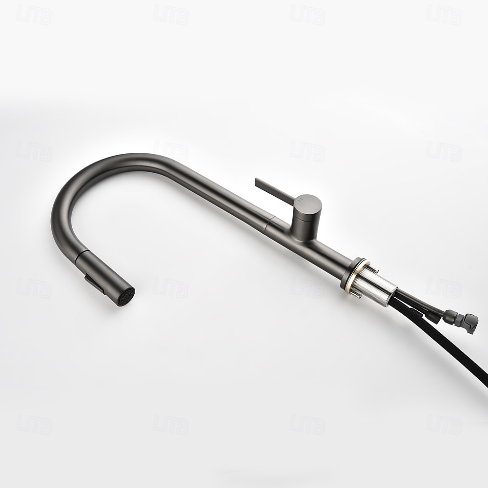 Кухонный смеситель с выдвижным распылителем, однорычажный смеситель с высоким изливом для мойки, прочная латунная конструкция, двухфункциональная распылительная головка, простая установка. 2026 - $216.99 –P43