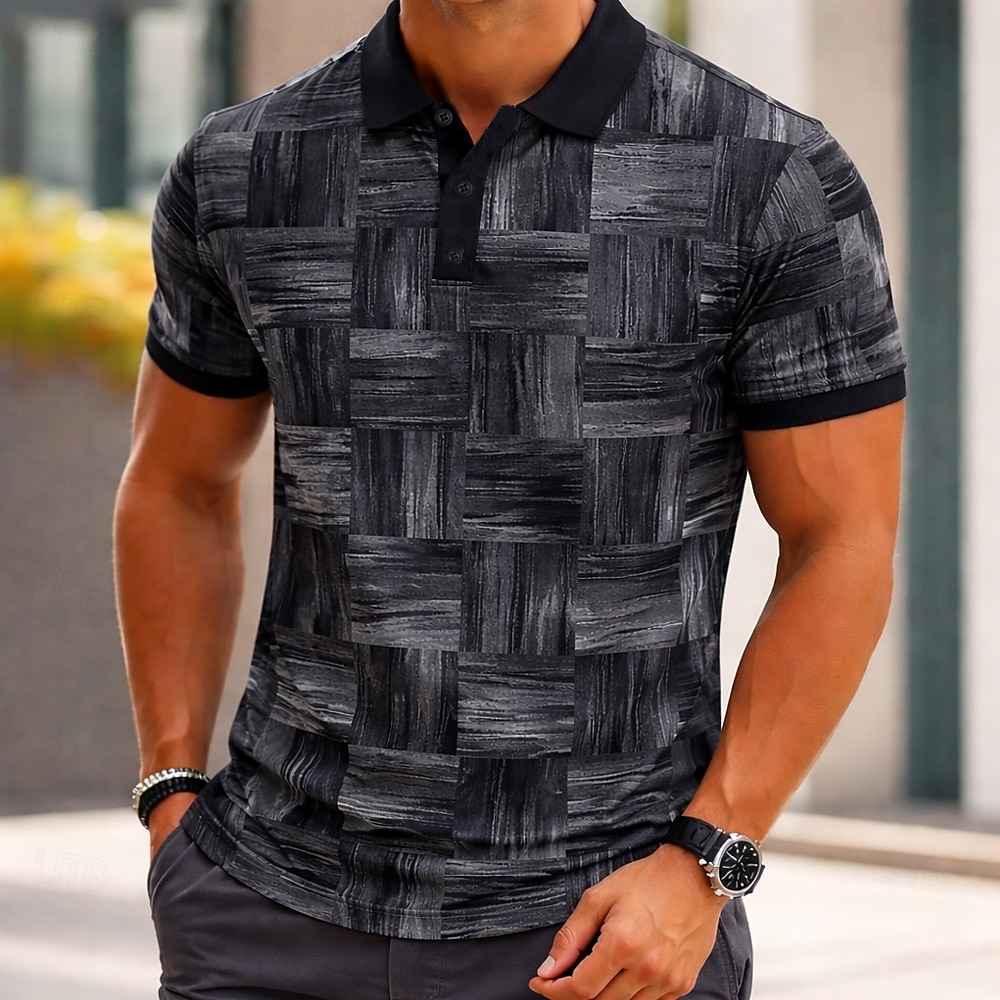 Men's Geometic Sports Polo Shirts Short Sleeve Polo Shirts Collared Shirts Casual Athleisure 3D Print Buttons Summer Spring Blue Purple Green 2026 - $22.99 –P4