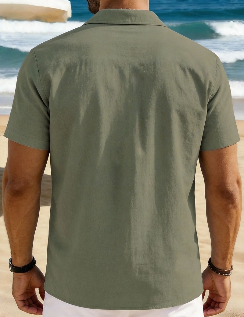 Per uomo Camicia Camicia di lino Camicia Estiva Camicia da Spiaggia Camicia con Bottoni Semplice Vacanza Ferie Nero Bianco Blu marino Azzurro cielo Manica Corta Collo a Lancia Estate Primavera del 2026 a $24.99 –P9