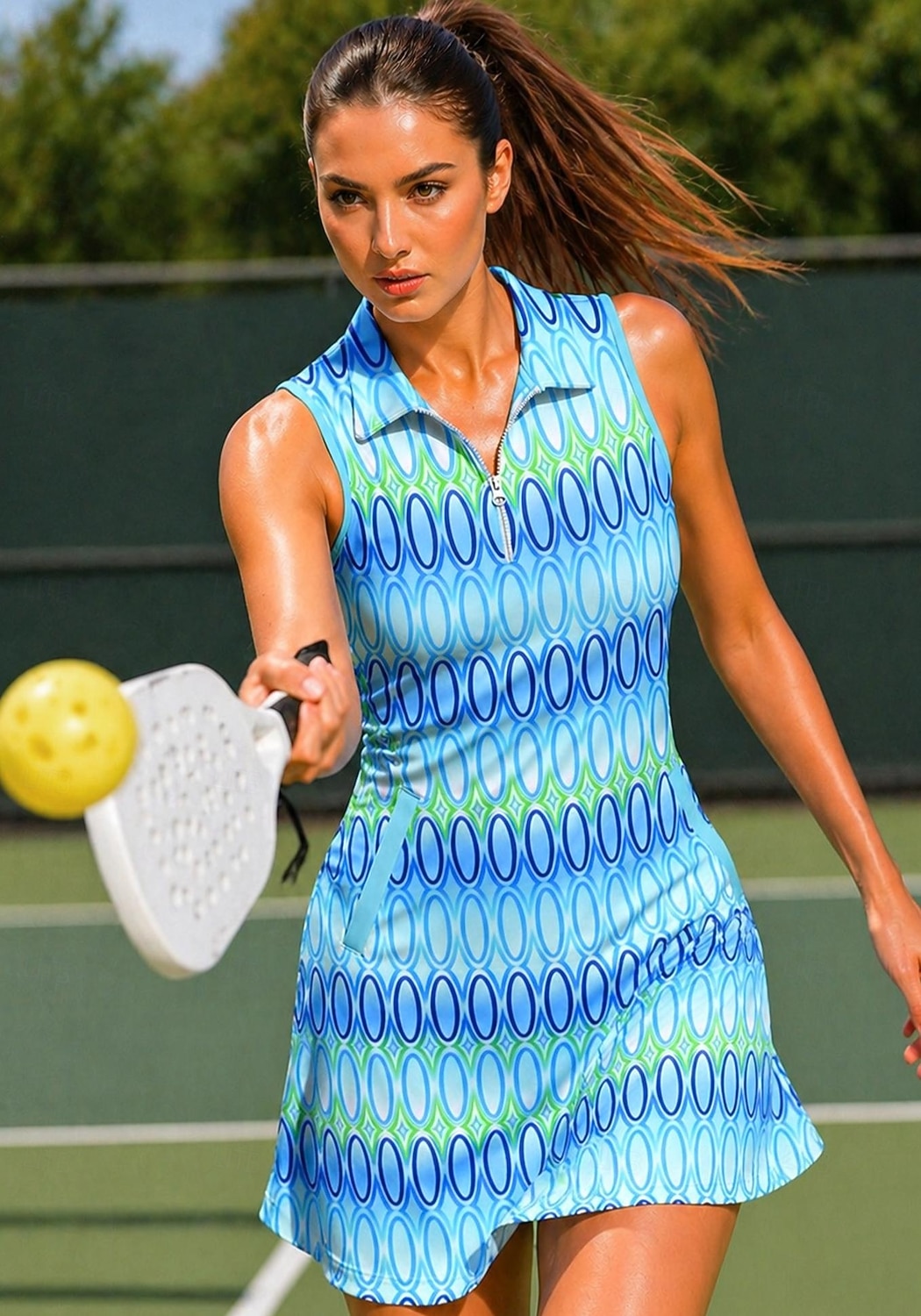 Mujer Geométrico Rayas Vestido de tenis Vestido deportivo Sin Mangas Estampado Transpirable Voleibol Tenis Golf Cuello de polo Cuello con cremallera Vestidos Azul Ropa de tenis 2026 - $26.99 –P1