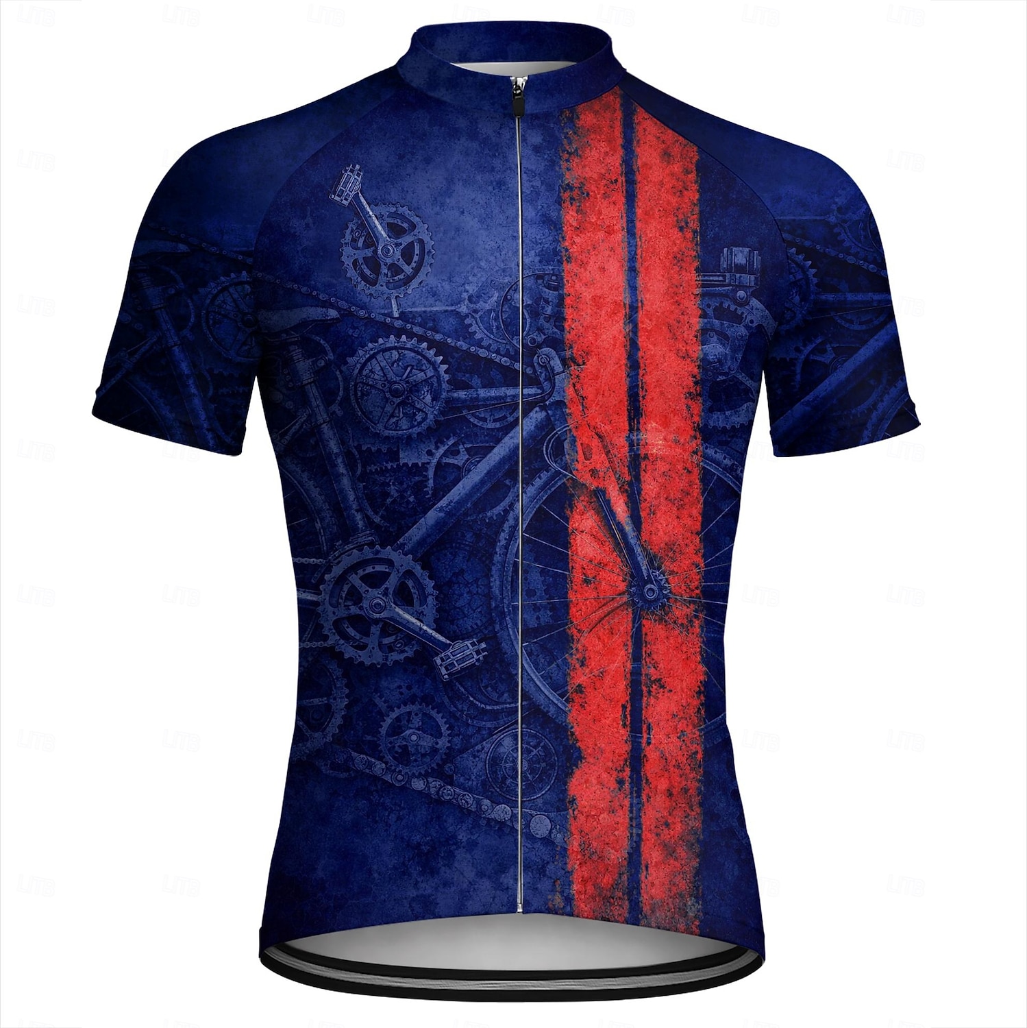 Herren Radtrikot Downhill-Trikot Geometrisch Fahhrad Kurzarm Fahhrad Trikot T-Shirt mit 3 Gesäßtaschen UV-beständig Schnelltrocknend Mit Taschen Frontreißverschluss Sport Blau Schwarz Grün Bekleidung 2026 - $30.99 –P5