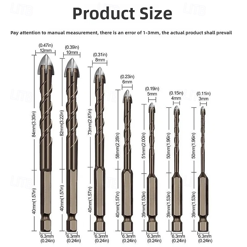 7PCS New Four-Flute Sawtooth Eccentric Drill Bit, 4 Flute Drill Bit Set, High-Strength Eccentric Twist Drill Bit, Serrated Masonry Drill Bits for Metal/Concrete/Glass/Brick/Tile/Wood 2026 - $20.99 –P3