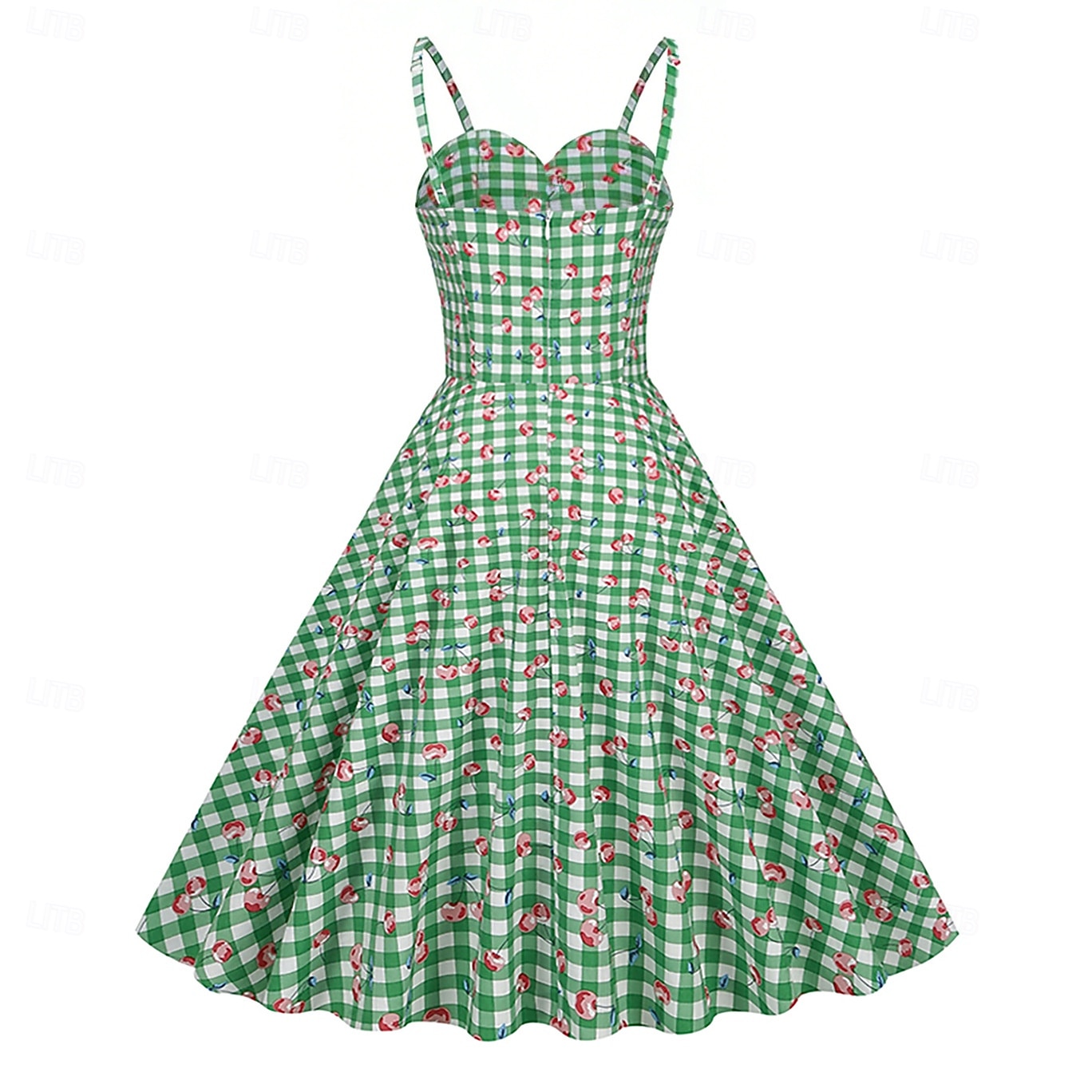 1950s Retro Vintage Rockabilly Midi Dress Swing Dress Flare Dress Sleeveless Spaghetti Strap Floral Checkered / Gingham Fit & Flare Swing Sweetheart Neck Fancy Dress Women's Party Dailywear Casual 2026 - $48.99 –P3