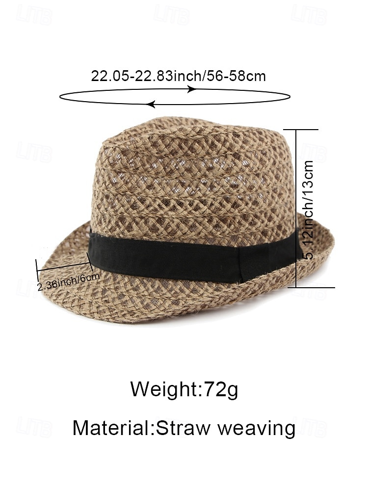 Heren fedora in bohemian stijl, gemaakt van ademend stro, geweven zomerse strandhoed voor vakantie, resortreizen, casual outfits en dagelijks gebruik. 2026 - $29.99 –P10