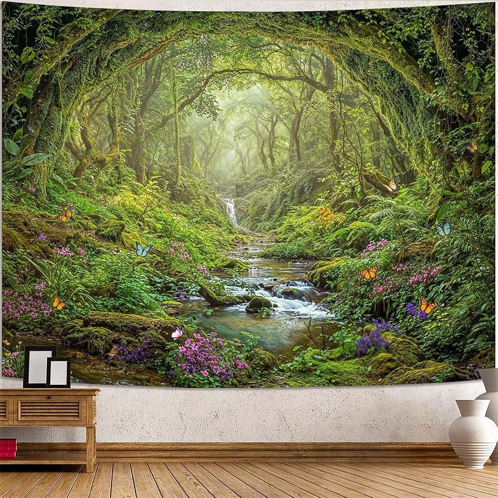Nature Forest Wall Tapestry Sunrays Sunlight Through Trees Landscape Wall Hanging Misty Woodland Mossy Pine Forest Scenery Large Fabric Poster for Bedroom Living Room Zen Decor 2026 - $20.99 –P8