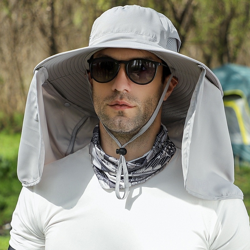Zonnehoed Wandelhoed Vispet Hoed Kampeerhoed waterdicht Zonbescherming UV-Bescherming Zomer Lente Herfst Trekkoord Brede rand met nekflap Voor heren Vissen Activiteit 2026 - $17.99 –P9