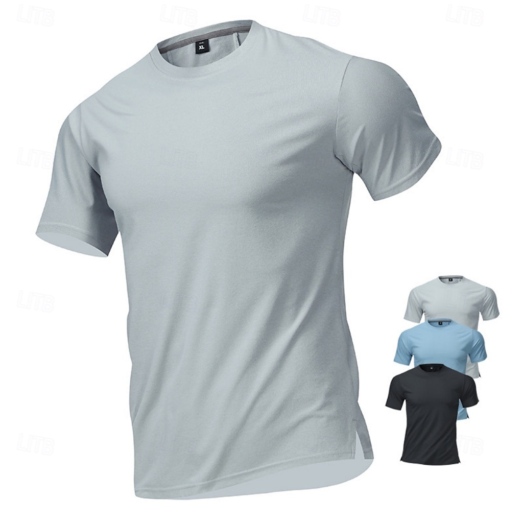 Men's T Shirt Short Sleeve Shirt Tee Top Short Sleeve Crew Neck Summer Spring Solid Color Streetwear Stylish Leisure Quick Dry Slim Daily Vacation Sport Black Blue Grey Top Tee for Men 2026 - $22.99 –P1