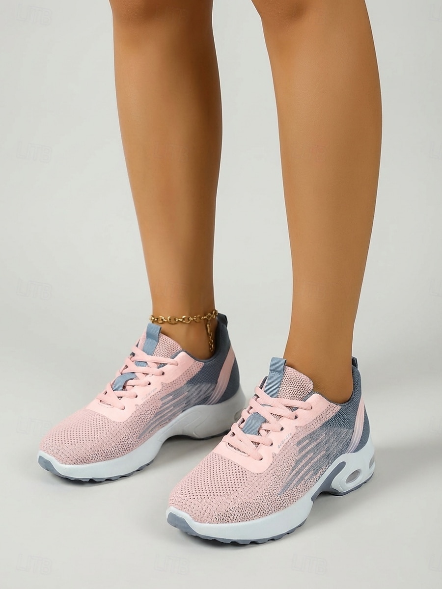 Adidași roz tricotați, respirabili, pentru femei – pantofi de mers ușori, cu amortizare, cu șireturi flexibile pentru călătorii, sală, activități în aer liber &purtare zilnică 2026 - $29.99 –P3