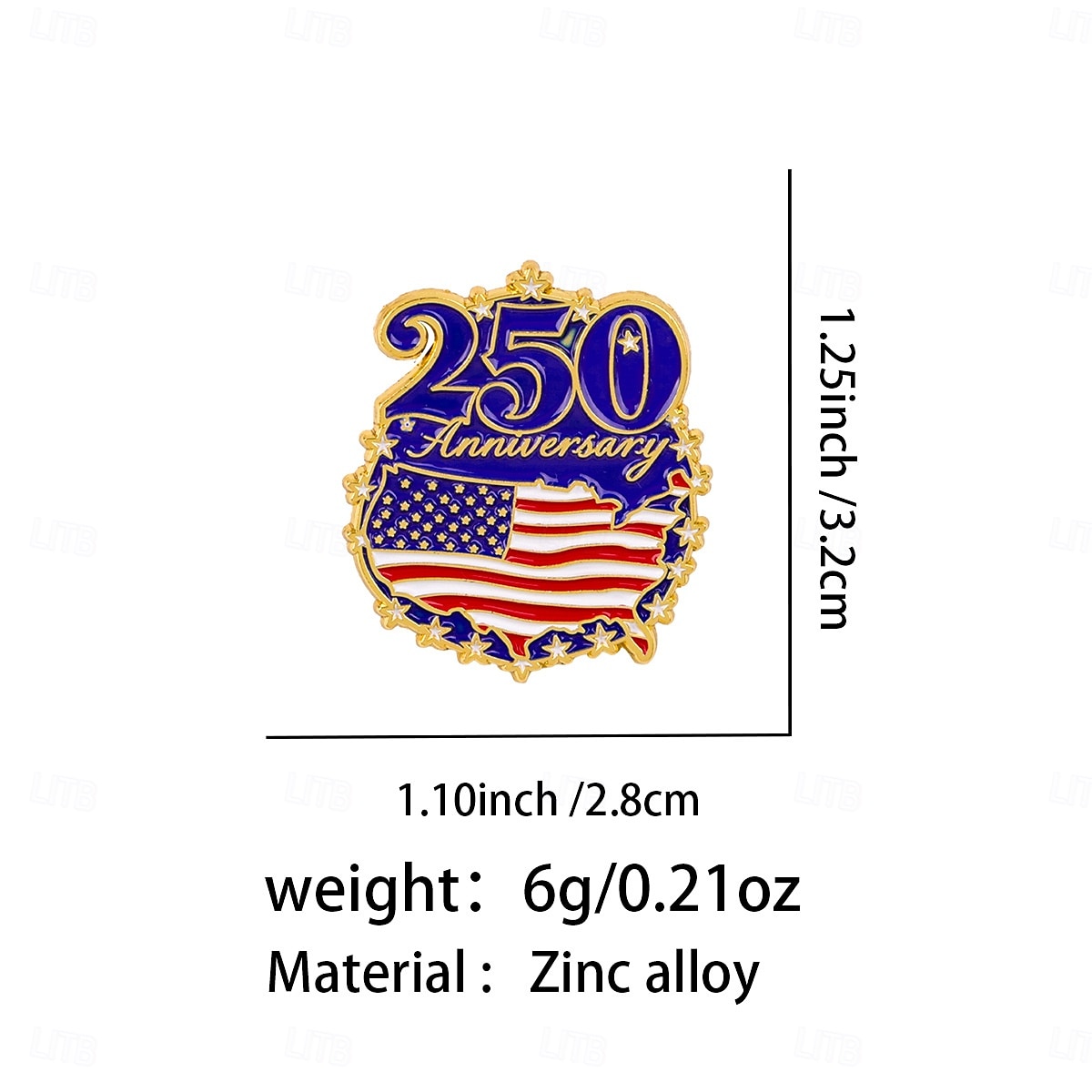 Conjunto de 8 pins de esmalte comemorativos do 250º aniversário dos EUA, com emblemas patrióticos de metal, incluindo a bandeira dos EUA em estilo cartoon e a Estátua da Liberdade. &Águia-careca, de 2026 por $25.99 –P20